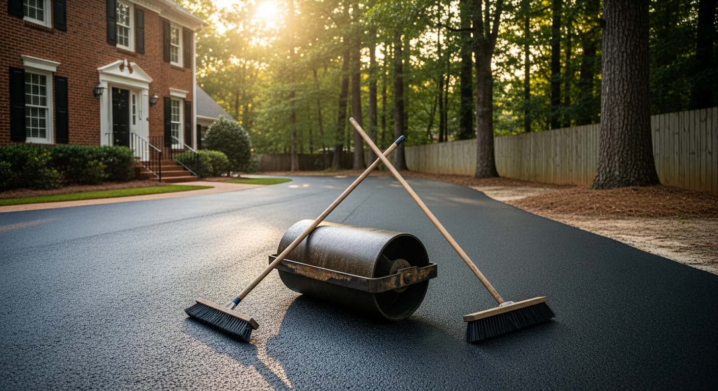 Newly installed asphalt driveway